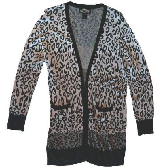 Oliver Leopard Print Cardigan Size Large Viscose Ombre Beige Brown Black - Picture 9 of 16